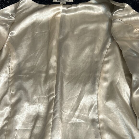 Katherine Barclay Navy Tweed Fringe Jacket Women's 12 Linen Blend Workwear - Picture 11 of 11